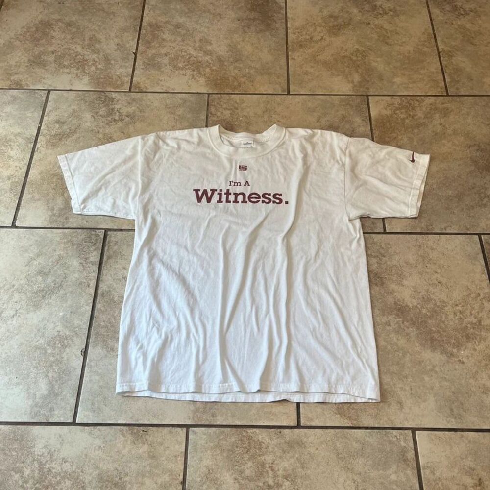 Vintage Nike LeBron James Witness Shirt White Graphic Basketball Tee size XL